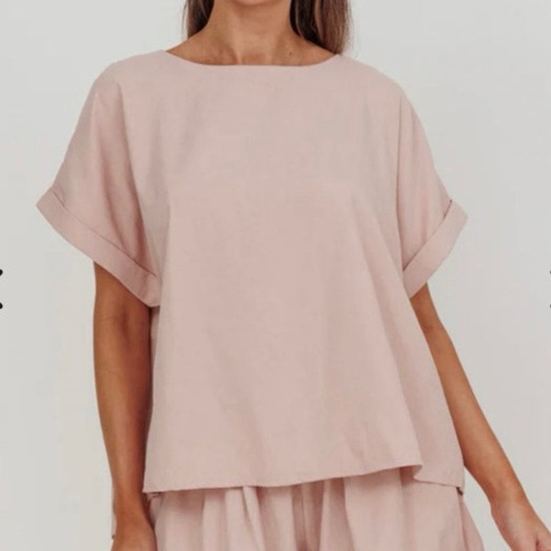 Klesis Size Small Pleated Back Boxy Tee Blush Pink